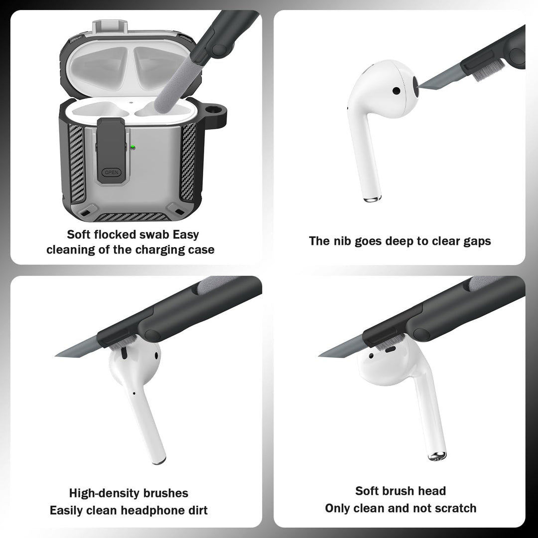 ArmorGuard AirPod Case with Cleaner Kit - Black - DOKUTRONIX