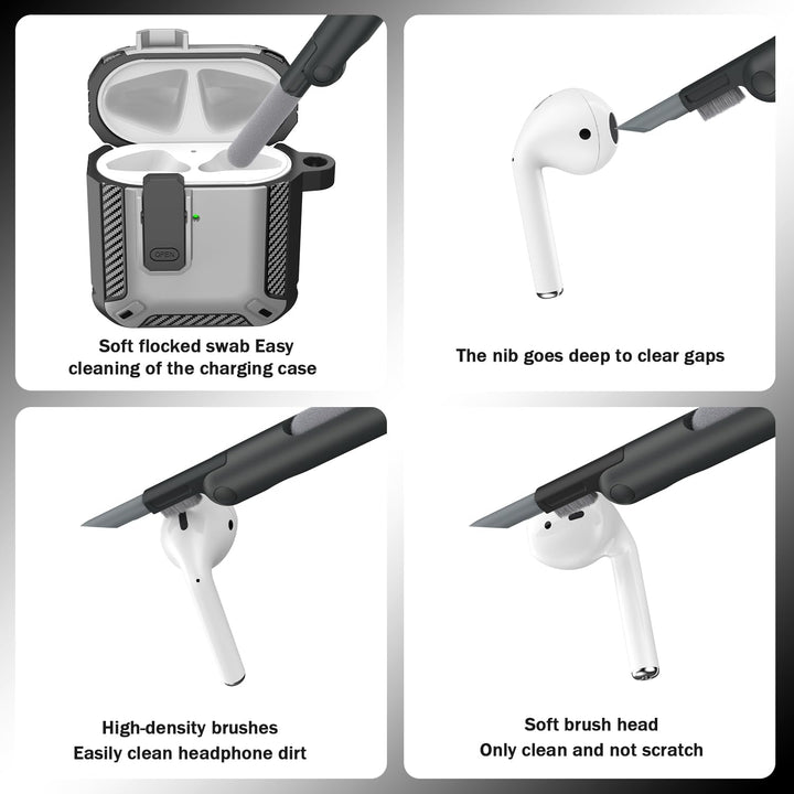 ArmorGuard AirPod Case with Cleaner Kit - Black - DOKUTRONIX