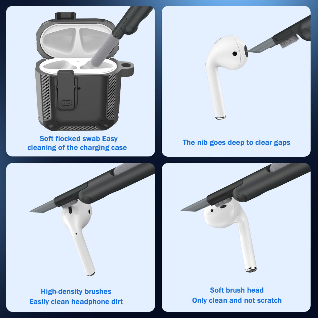 ArmorGuard AirPod Case with Cleaner Kit - Black - DOKUTRONIX