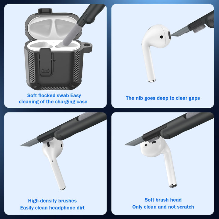 ArmorGuard AirPod Case with Cleaner Kit - Black - DOKUTRONIX