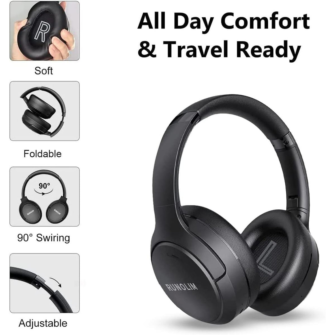 RUNOLIM Black Hybrid ANC Headphones - DOKUTRONIX