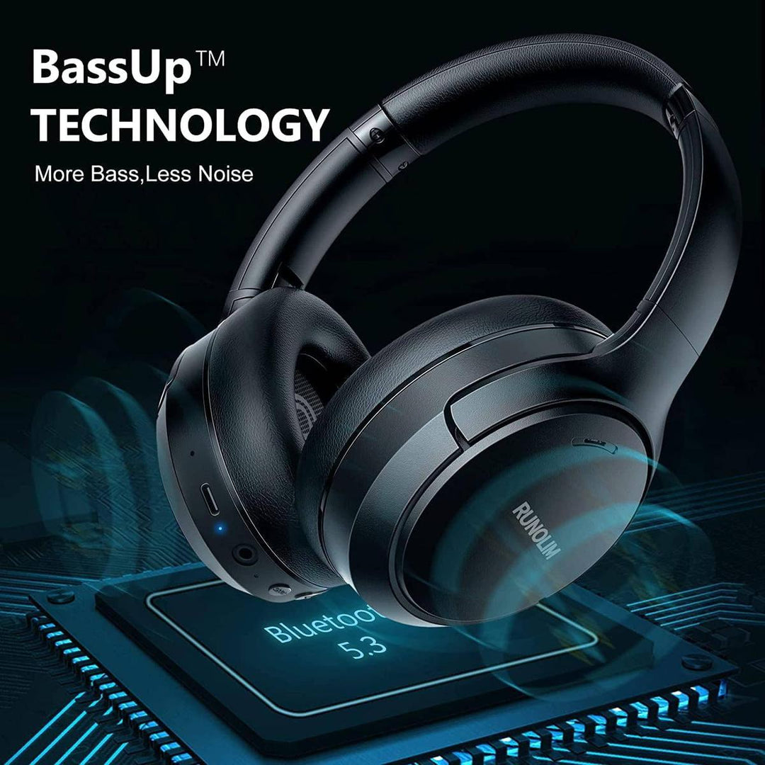 RUNOLIM Black Hybrid ANC Headphones - DOKUTRONIX
