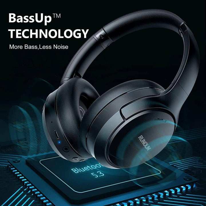 RUNOLIM Black Hybrid ANC Headphones - DOKUTRONIX