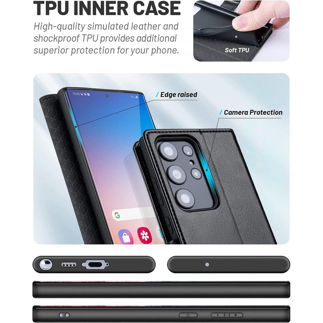 S23 Ultra 5G Wallet Case: RFID, Stand, Slots - DOKUTRONIX