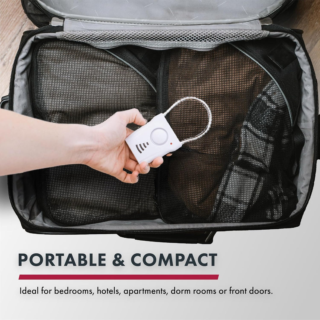 SABRE 110dB Door Handle Alarm, Extremely Loud Wireless Alarm Audible Up To 680 Ft Away, Hangs Off Door Knob or Handle, Vibration-Triggered Home Security Alarm, 3 Adjustable Settings, Great for Travel - DOKUTRONIX
