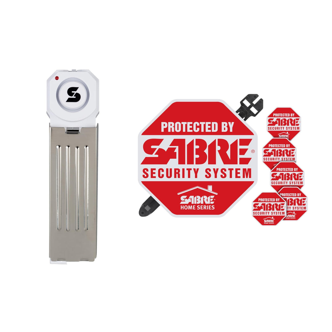 SABRE 120 dB Wedge Door Stop Security Alarm, Extremely Loud Wireless Alarm Siren Audible Up To 1,500 Ft., Non-Skid Pad, Compact Alarm Great for Home, Travel, Apartment or Dorm - DOKUTRONIX