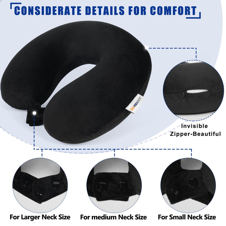 SAIREIDER Memory Foam Travel Pillow - DOKUTRONIX