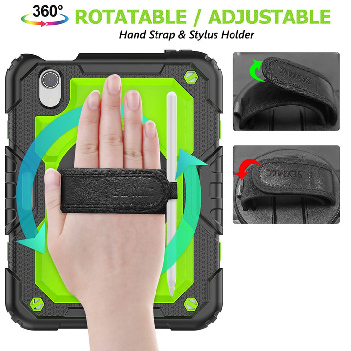 SEYMAC iPad Mini 7/6 Rotating Case with Strap & Stand - DOKUTRONIX