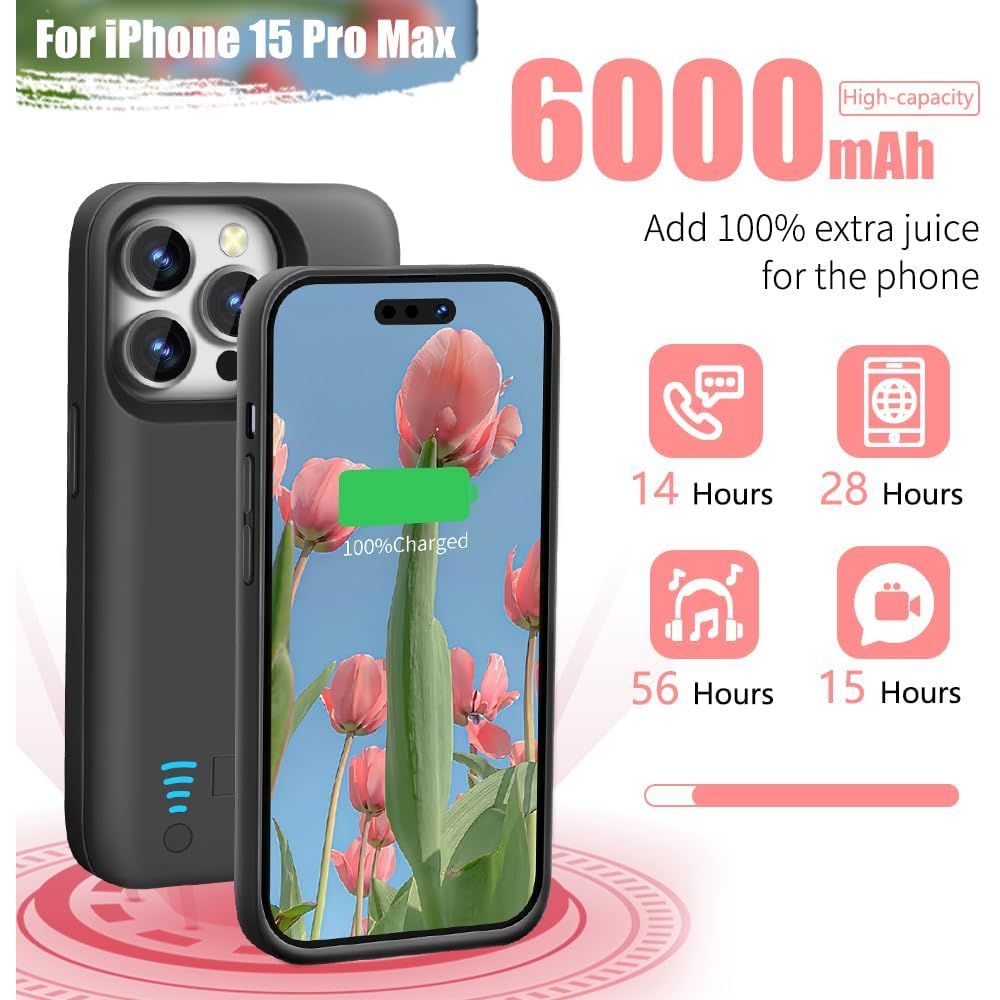 PowerGuard 6000: iPhone 15 Pro Max Battery Case - DOKUTRONIX
