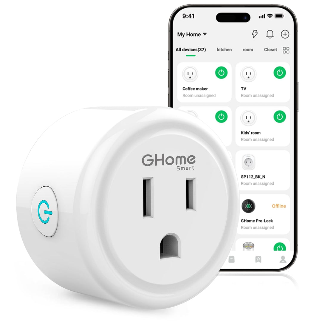 Smart Plug, GHome Smart WiFi Plugs Work with Alexa and Google Home, Smart WiFi Outlet with Remote Control and Timer Function, 2.4GHz Wi-Fi Only, No Hub Required, ETL FCC Listed, White - DOKUTRONIX
