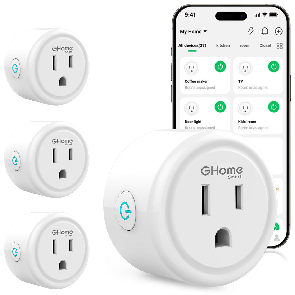 Smart Plug, GHome Smart WiFi Plugs Work with Alexa and Google Home, Smart WiFi Outlet with Remote Control and Timer Function, 2.4GHz Wi-Fi Only, No Hub Required, ETL FCC Listed, White - DOKUTRONIX