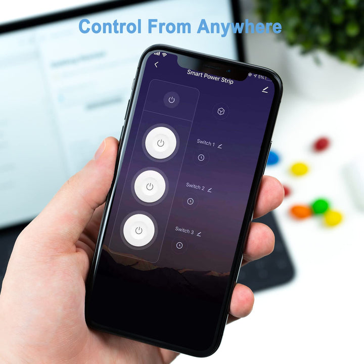 Smart Power Strip, TESSAN WiFi Flat Plug Strip with 3 Smart Outlets and 3 USB Ports, 6 Feet Extension Cord Surge Protector, Only 2.4 GHz Wi-Fi, Compatible with Alexa and Google Home, White - DOKUTRONIX