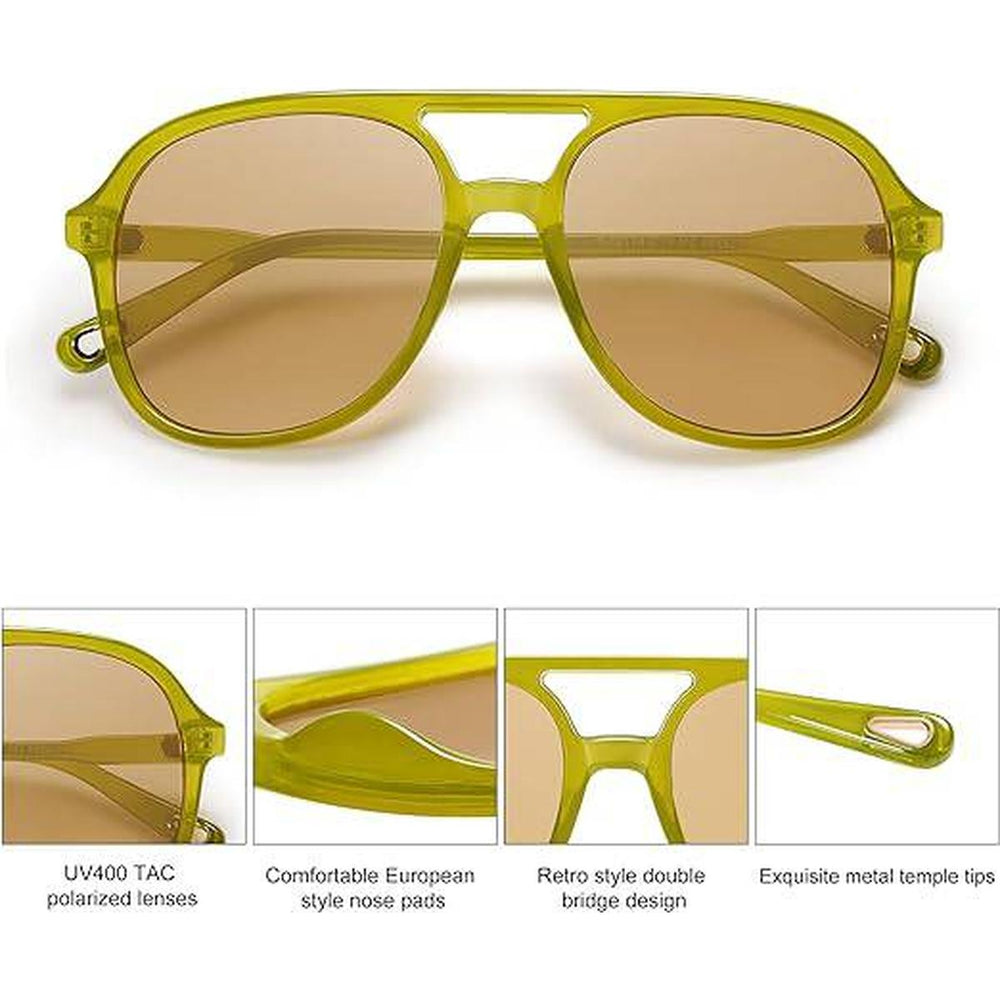 SOJOS Olive Brown Retro Aviators - DOKUTRONIX