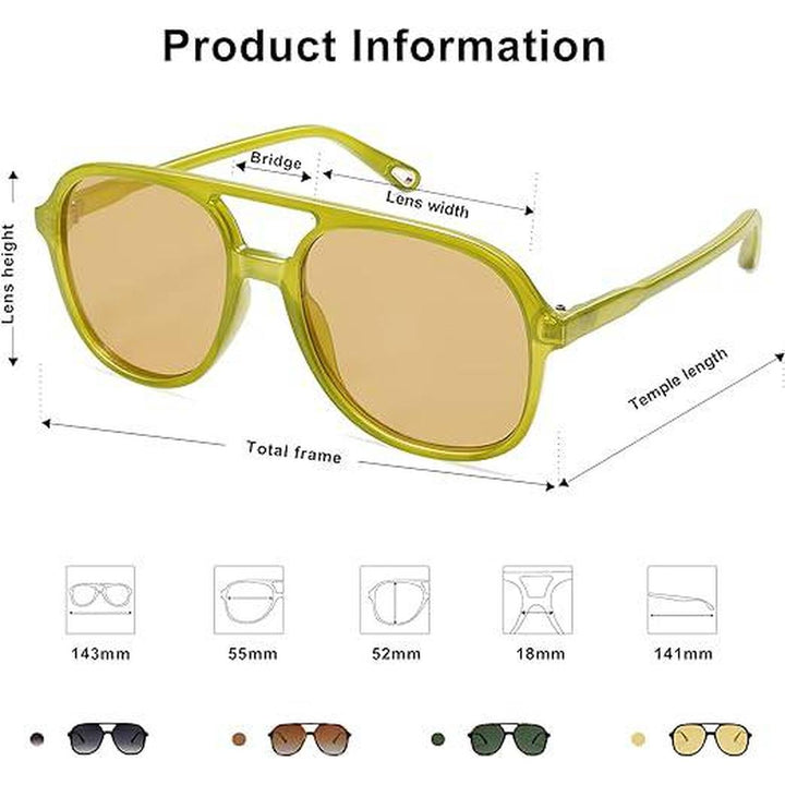 SOJOS Olive Brown Retro Aviators - DOKUTRONIX