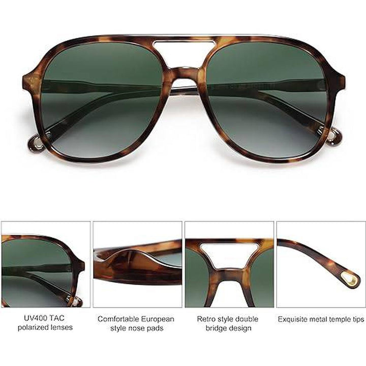 Tortoise Green Retro Aviators - DOKUTRONIX