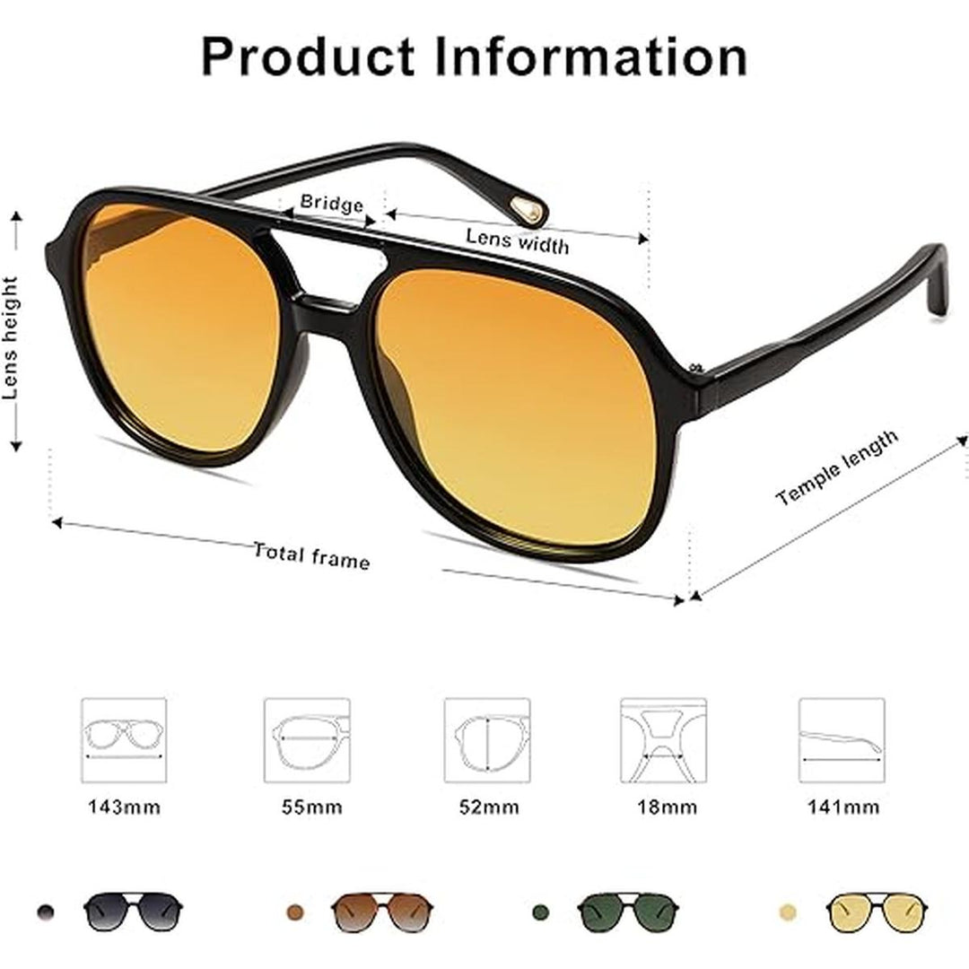 Sojos 70s Retro Polarized Aviators - Black/Yellow - DOKUTRONIX