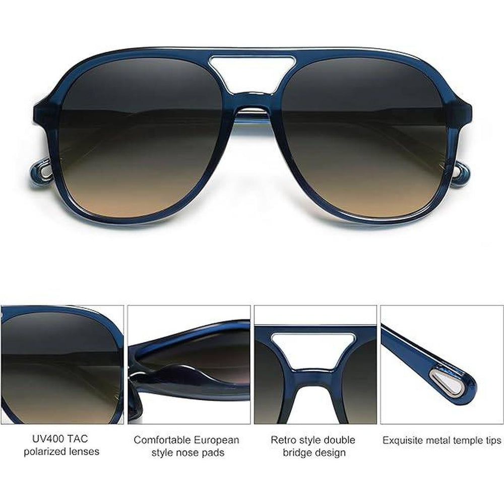 Retro Aviators - Dark Blue/Grey Brown - DOKUTRONIX