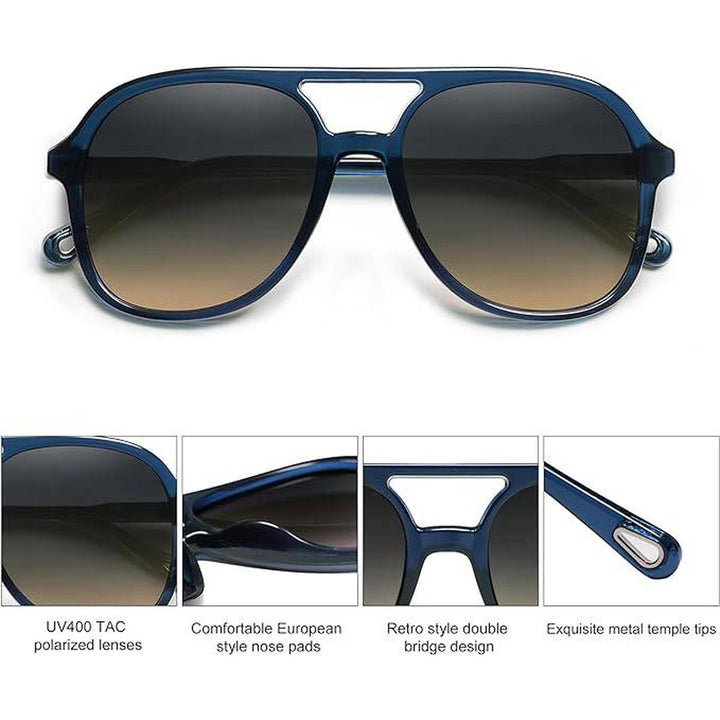 Retro Aviators - Dark Blue/Grey Brown - DOKUTRONIX