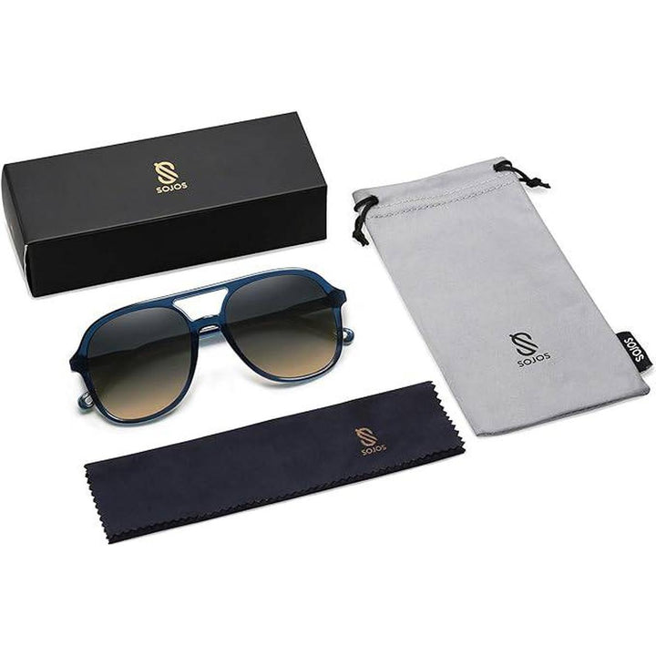Retro Aviators - Dark Blue/Grey Brown - DOKUTRONIX
