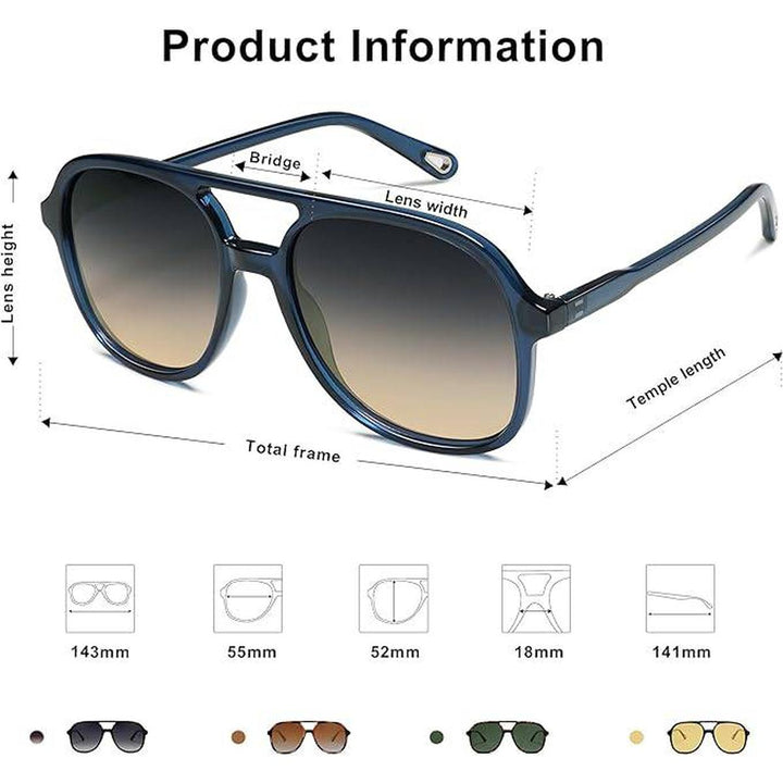 Retro Aviators - Dark Blue/Grey Brown - DOKUTRONIX