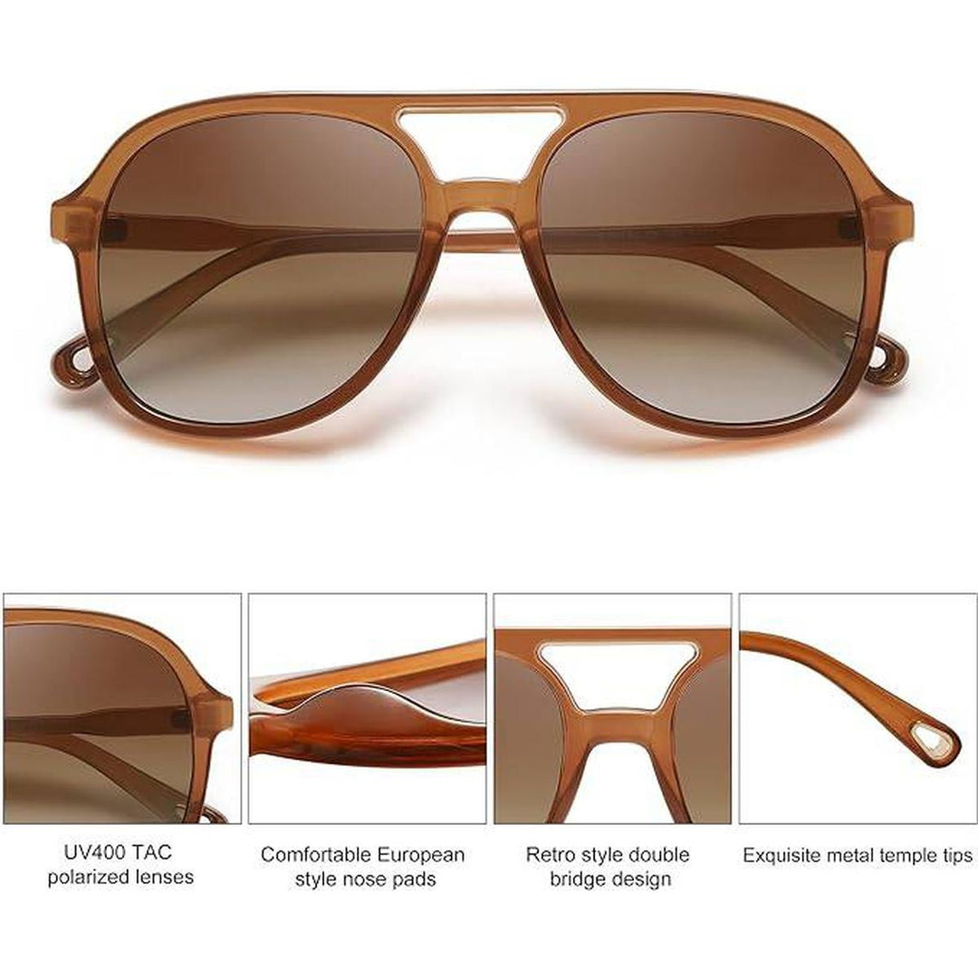 Sojos Retro Aviators - Classic 70s Brown Shades - DOKUTRONIX