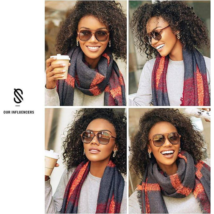 Sojos Retro Aviators - Classic 70s Brown Shades - DOKUTRONIX