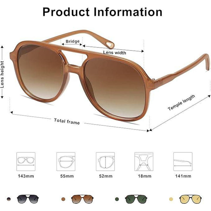 Sojos Retro Aviators - Classic 70s Brown Shades - DOKUTRONIX