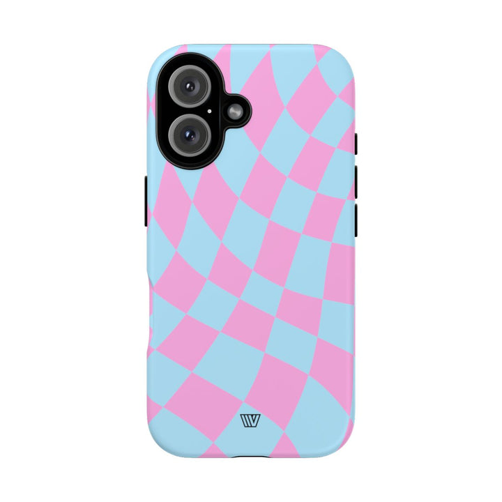 BLUE PINK CURVY CHECKERBOARD | Tough Phone Case