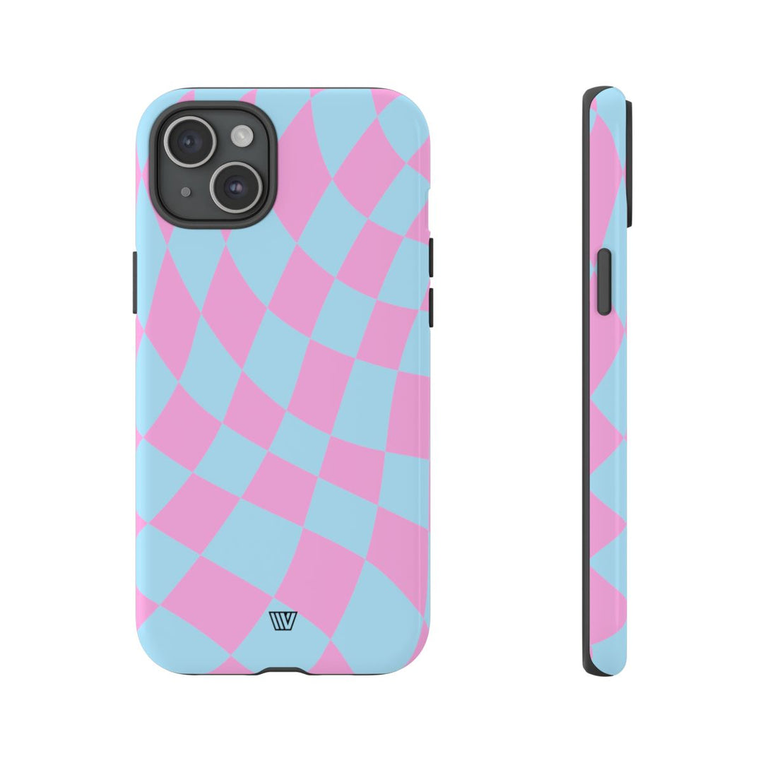 BLUE PINK CURVY CHECKERBOARD | Tough Phone Case