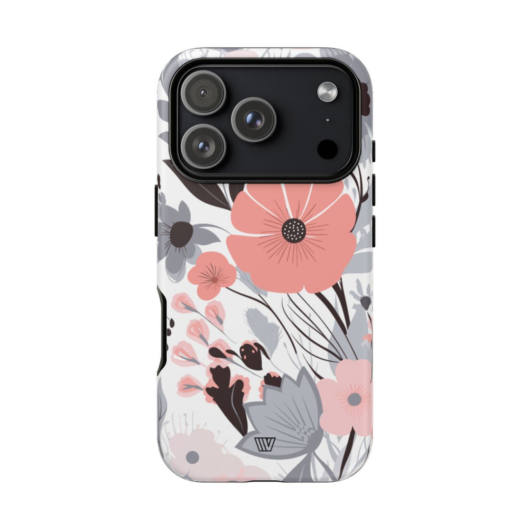GRAY PASTEL FLOWERS | Tough Phone Case