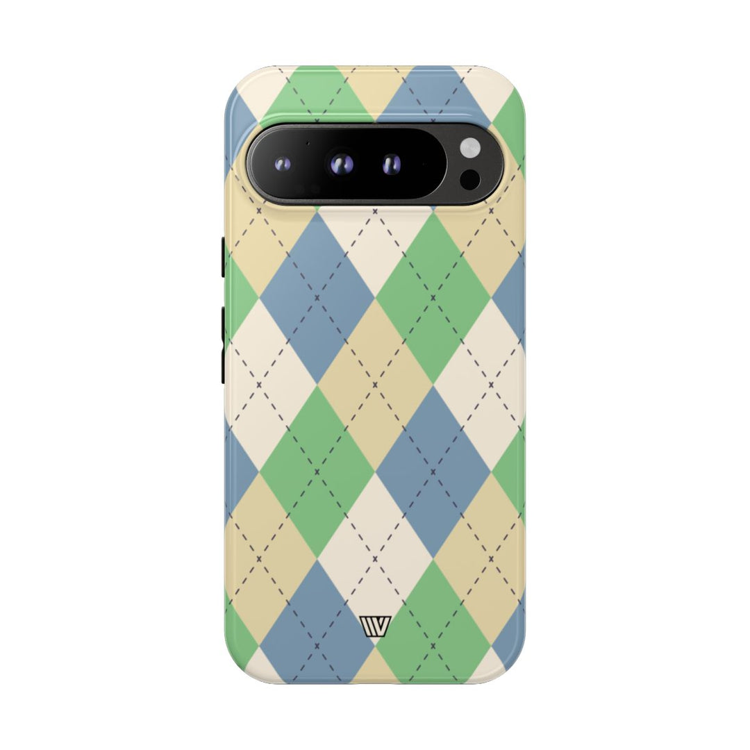 GREEN BLUE BEIGE ARGYLE | Tough Phone Case