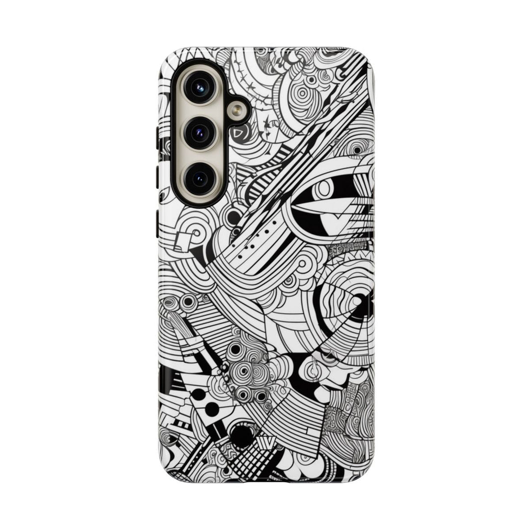 B&W ABSTRACT DOODLE | Tough Phone Case