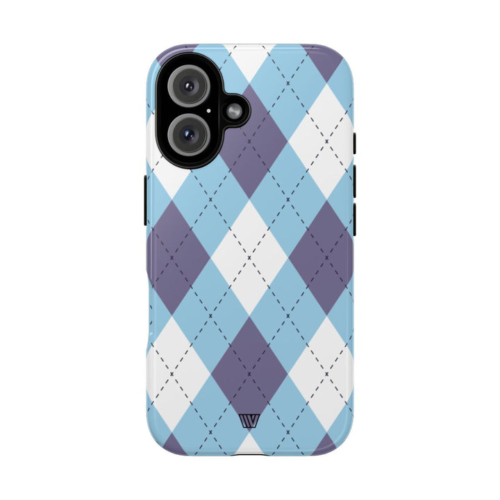BLUE WHITE PURPLE ARGYLE | Tough Phone Case