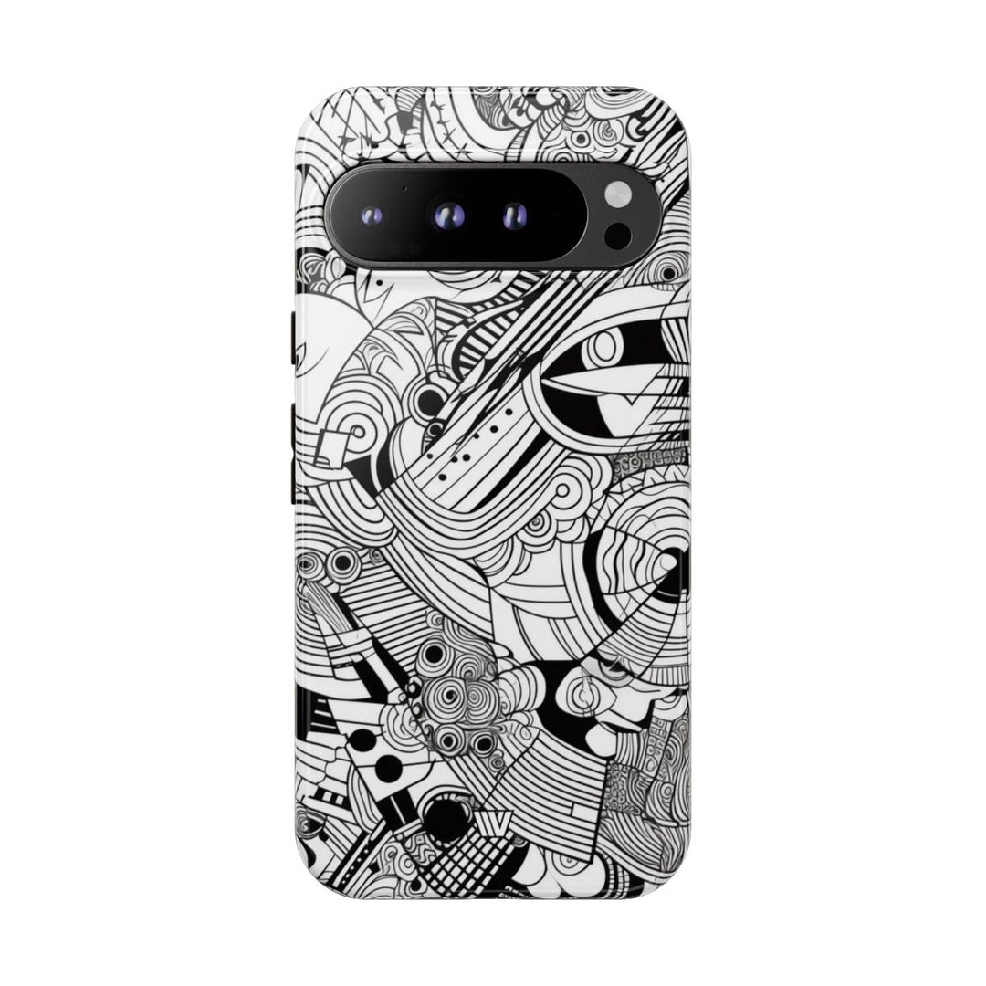 B&W ABSTRACT DOODLE | Tough Phone Case