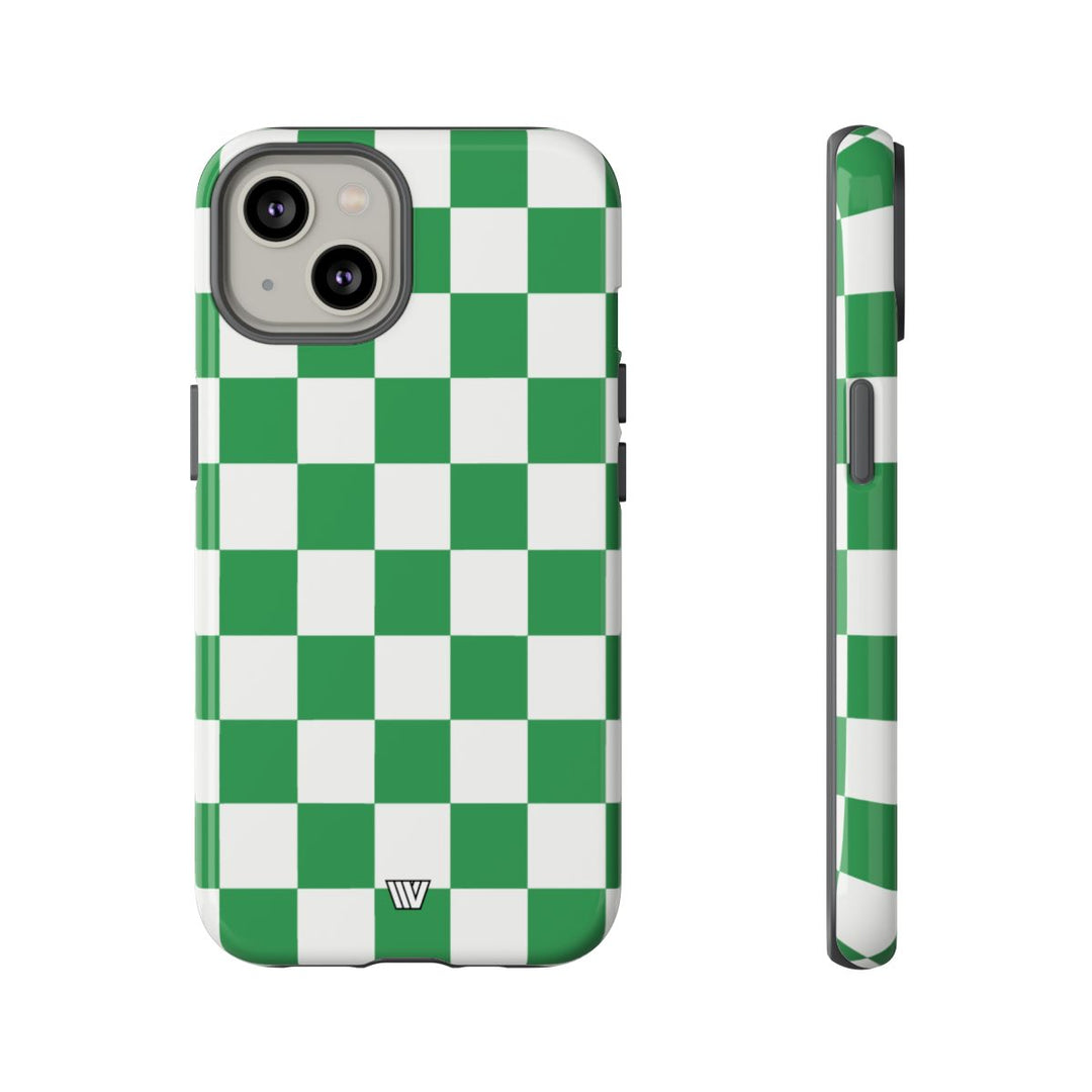GREEN WHITE CHECKERBOARD | Tough Phone Case
