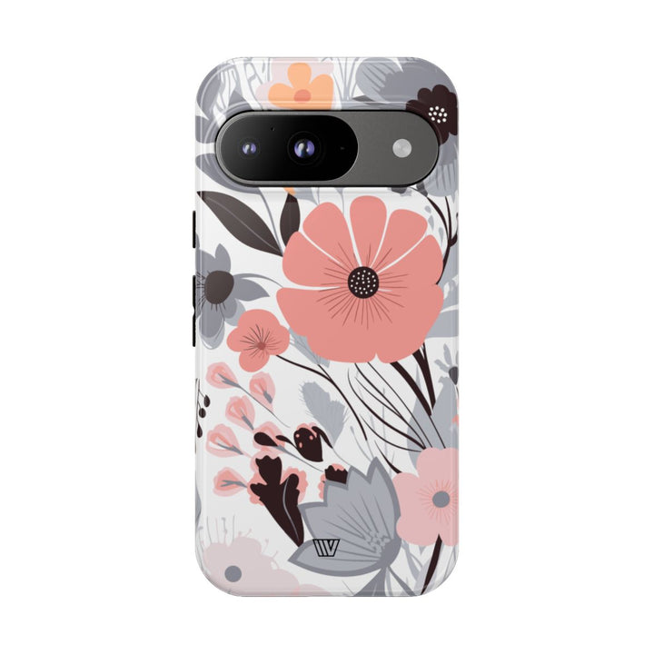 GRAY PASTEL FLOWERS | Tough Phone Case