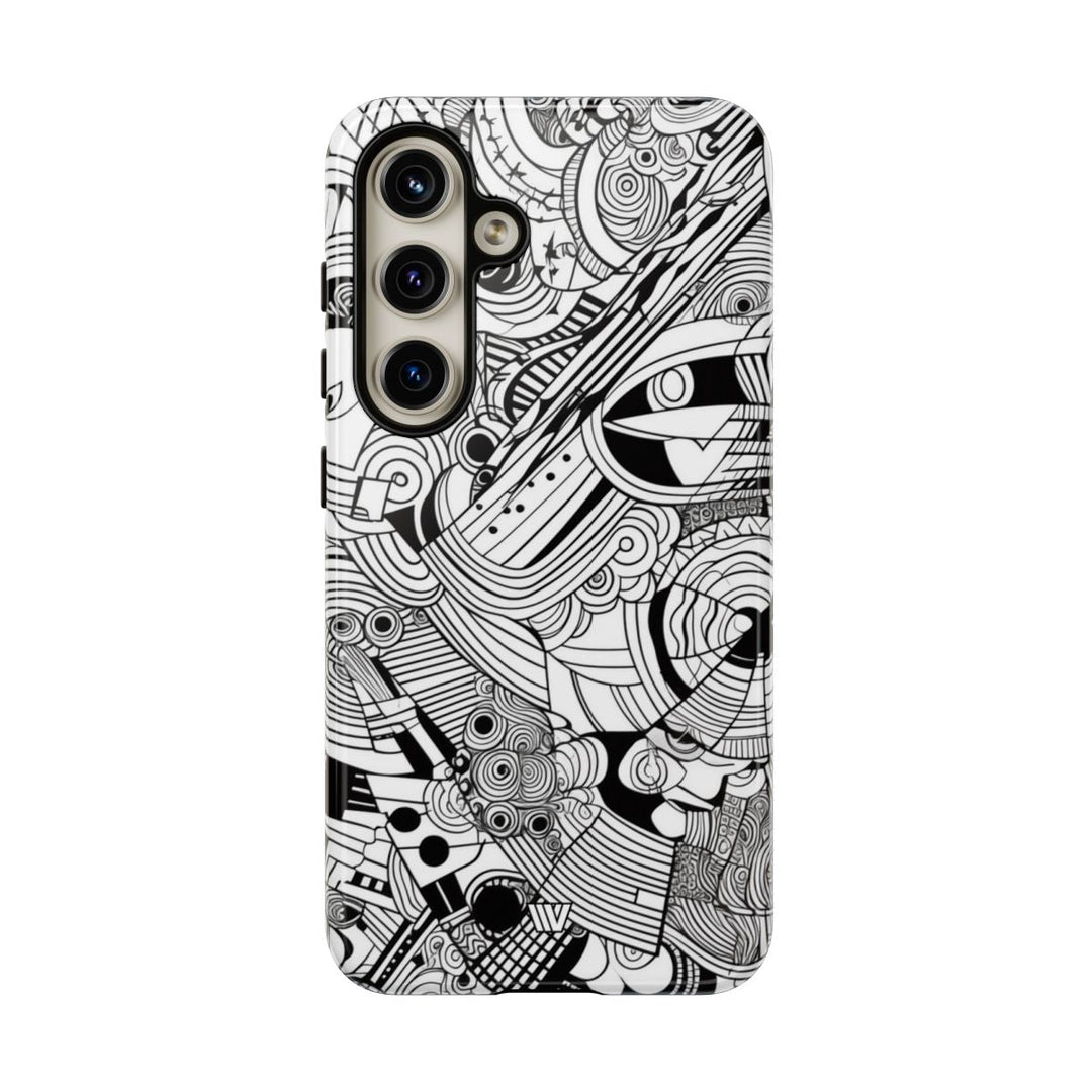 B&W ABSTRACT DOODLE | Tough Phone Case