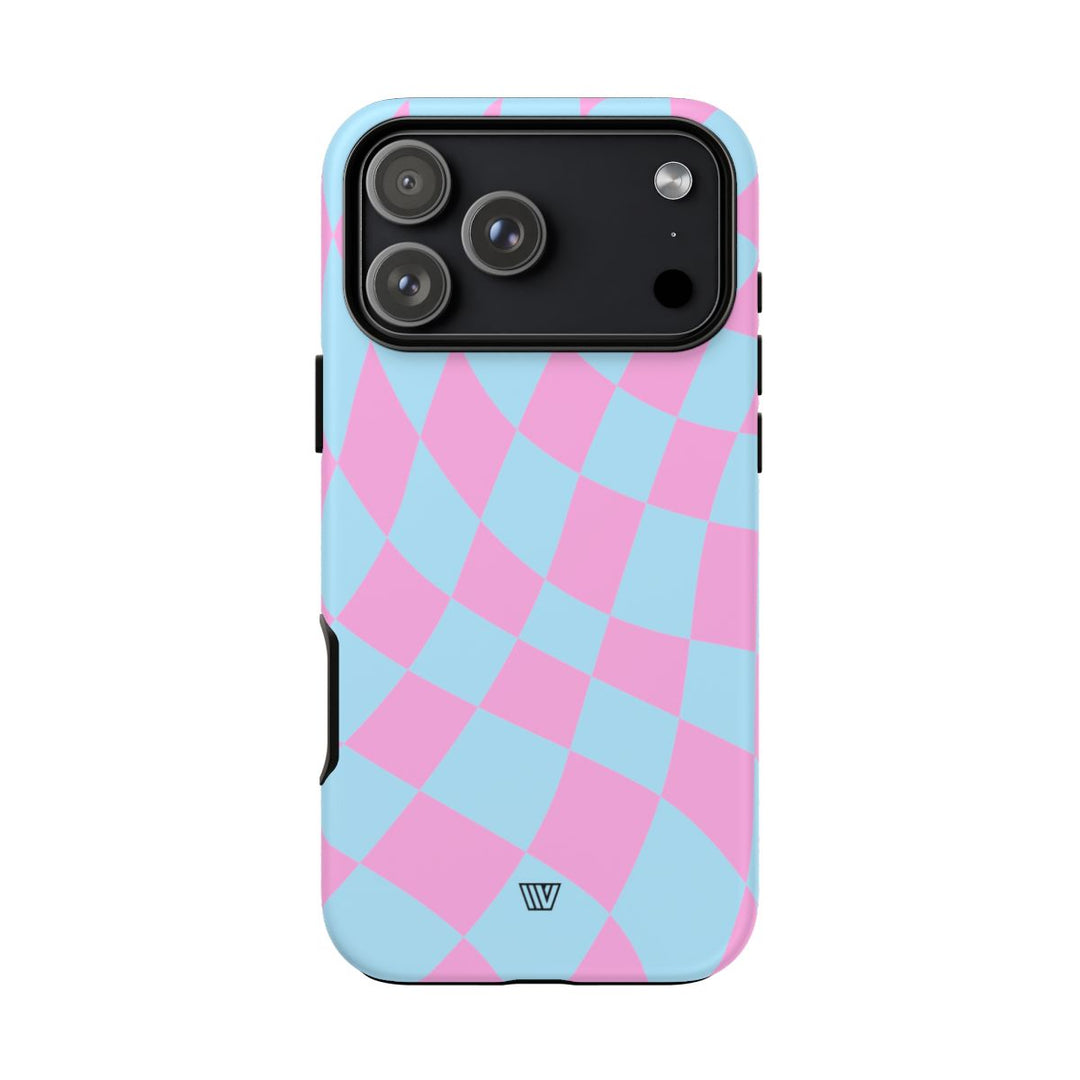 BLUE PINK CURVY CHECKERBOARD | Tough Phone Case