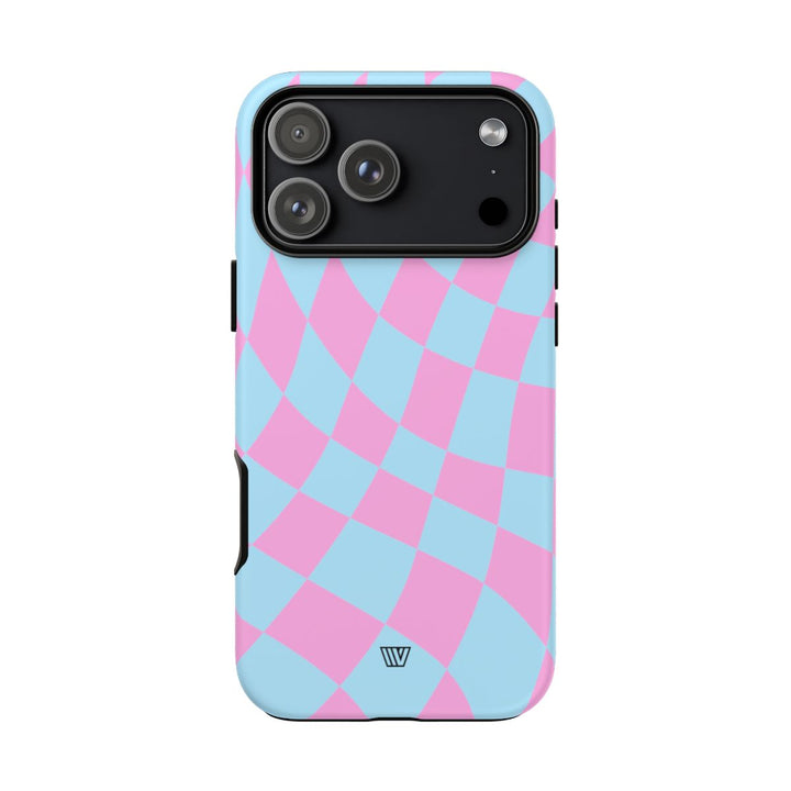 BLUE PINK CURVY CHECKERBOARD | Tough Phone Case