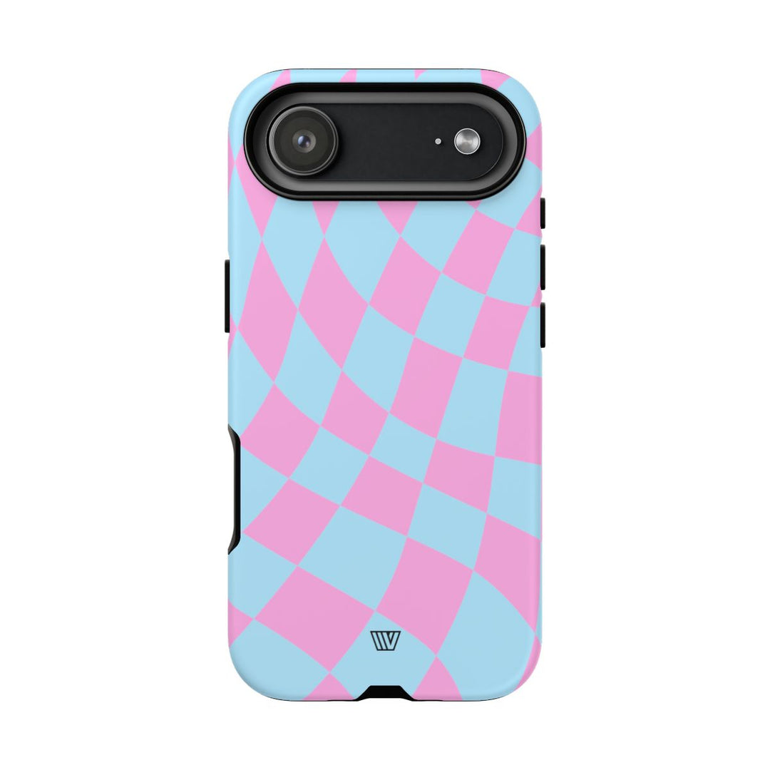 BLUE PINK CURVY CHECKERBOARD | Tough Phone Case