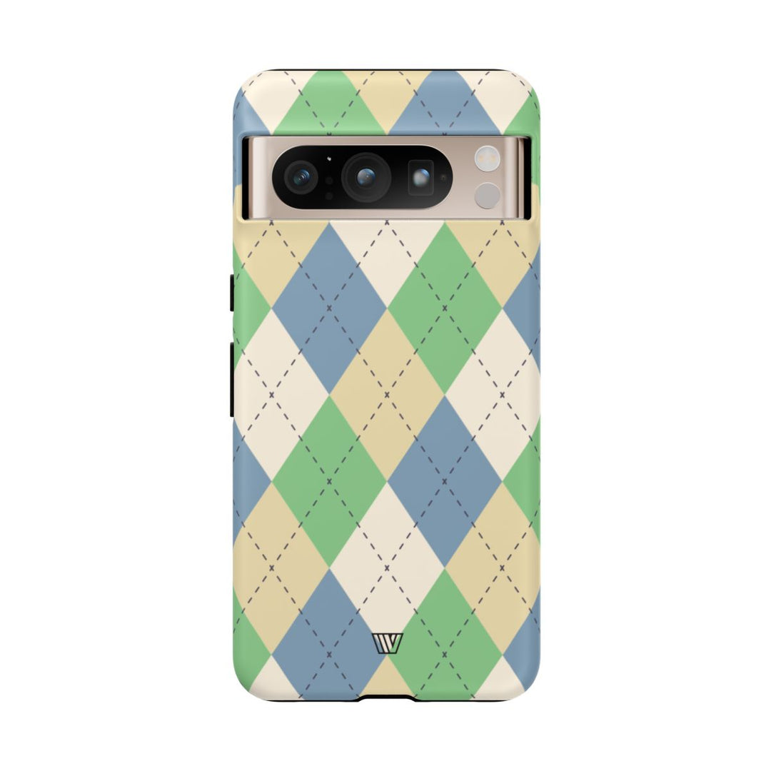 GREEN BLUE BEIGE ARGYLE | Tough Phone Case