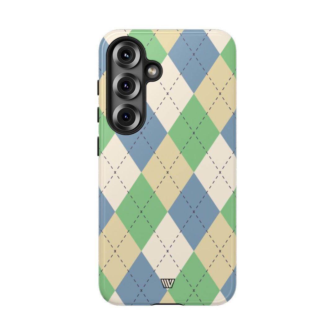 GREEN BLUE BEIGE ARGYLE | Tough Phone Case