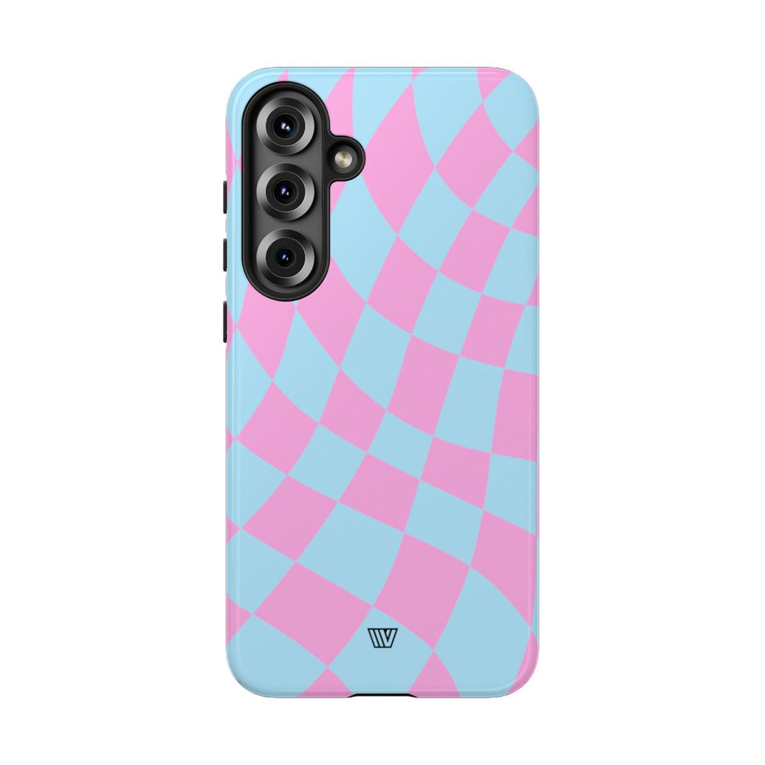 BLUE PINK CURVY CHECKERBOARD | Tough Phone Case