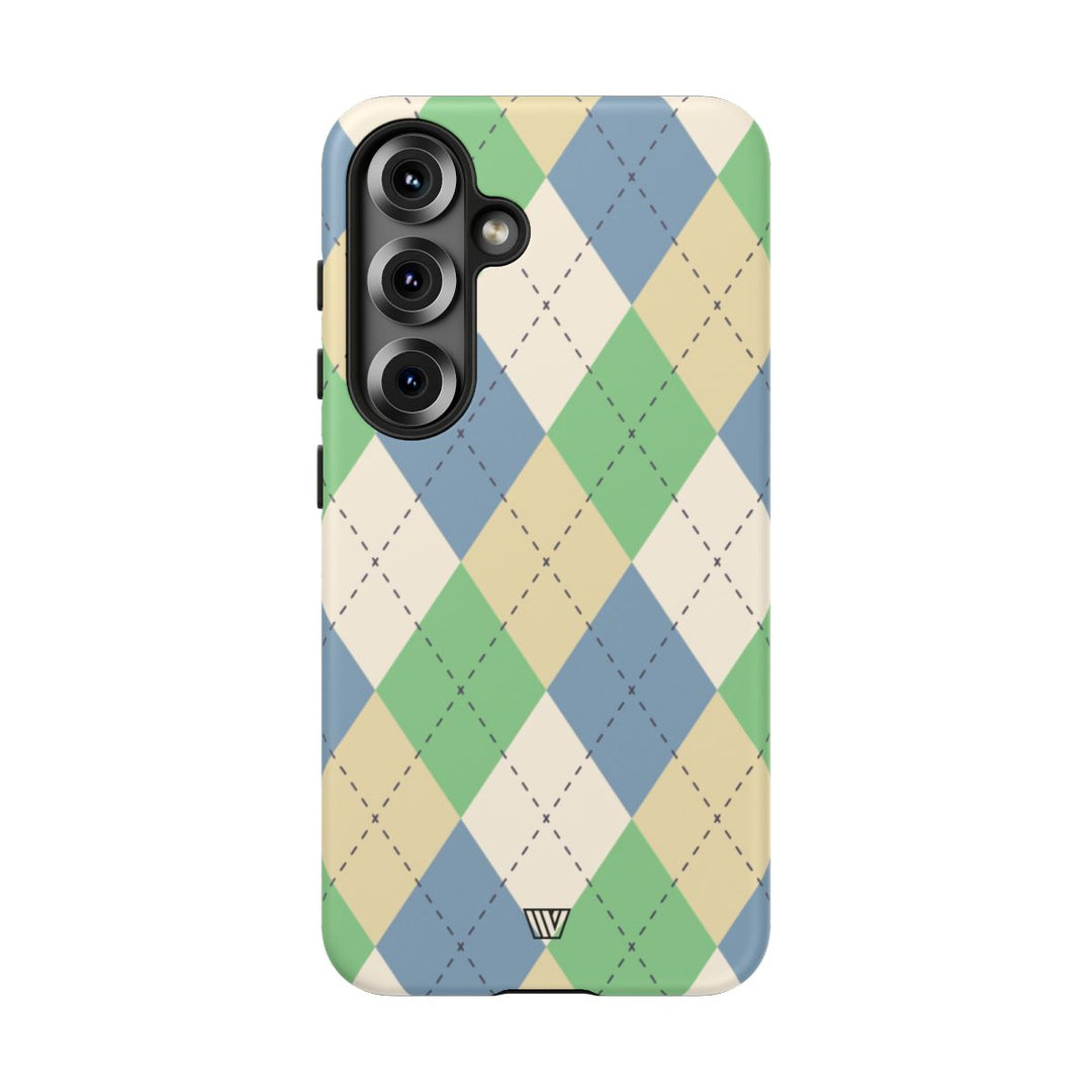 GREEN BLUE BEIGE ARGYLE | Tough Phone Case