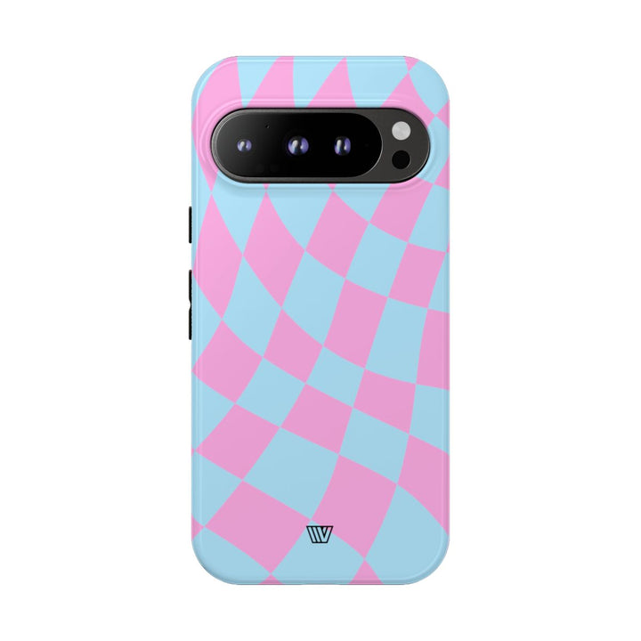 BLUE PINK CURVY CHECKERBOARD | Tough Phone Case