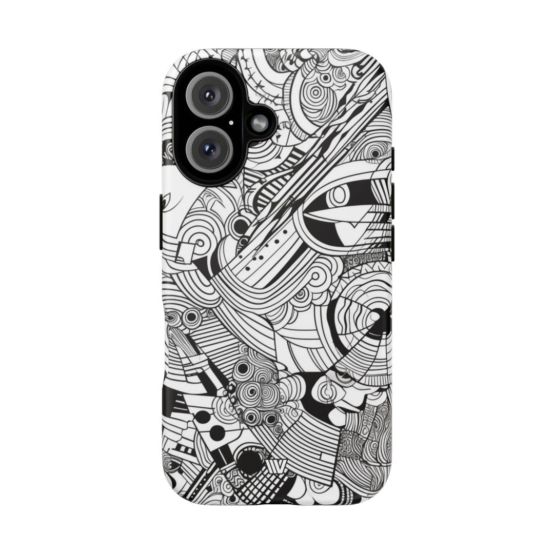 B&W ABSTRACT DOODLE | Tough Phone Case
