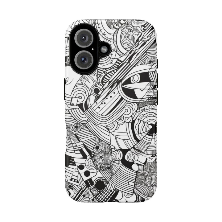 B&W ABSTRACT DOODLE | Tough Phone Case