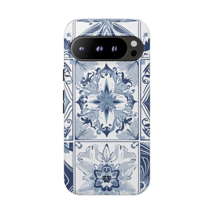 BLUE WHITE TILE | Tough Phone Case