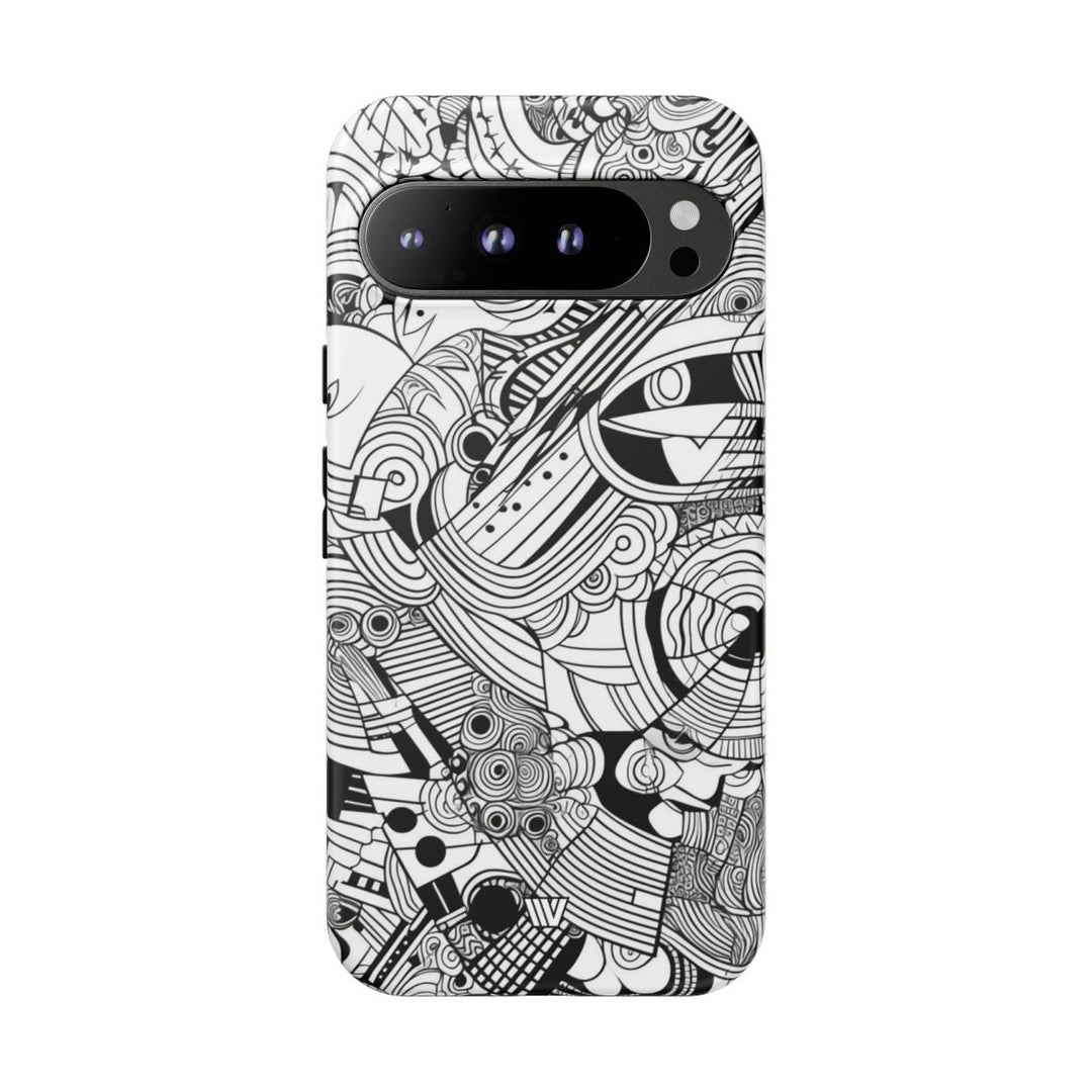 B&W ABSTRACT DOODLE | Tough Phone Case
