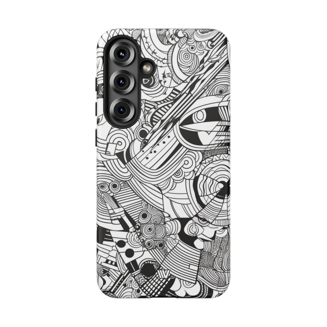 B&W ABSTRACT DOODLE | Tough Phone Case